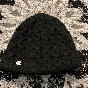 Elegant Black Knit Textured Spyder Beanie